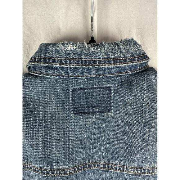 American Eagle Outfitters Womens Denim Jacket Size XS Blue Cotton Distressed - Picture 8 of 11